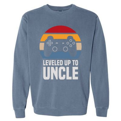 Leveled Up To Uncle Gift Gamer Gaming Pregnancy Announcement Garment-Dyed Sweatshirt