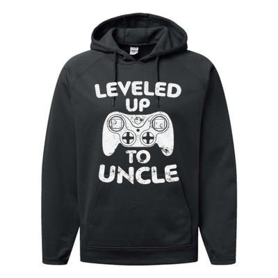 Leveled Up To Uncle Future Uncle Gift Performance Fleece Hoodie