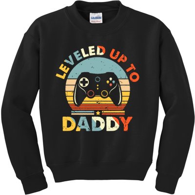 Leveled Up To Daddy New Father Happy Fathers Day For Husband Kids Sweatshirt