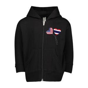 Loving USA Thailand Flag Heart Thai Americans Love Toddler Zip Fleece Hoodie