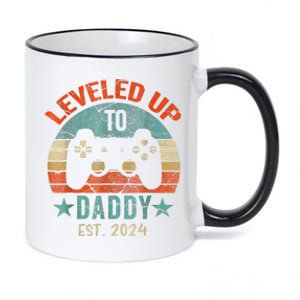 Leveled Up To Daddy 2024 Men Promoted Dad EST 2024 11oz Black Color Changing Mug