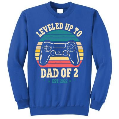 Leveled Up To Dad Of 2 Level Unlocked Daddy Again Gift Tall Sweatshirt