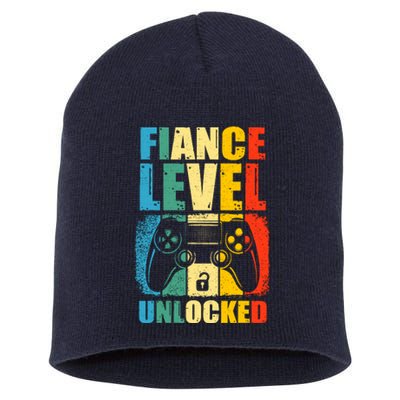 Leveled Up To Fiance Newly Engaged Couple Gift For Him Short Acrylic Beanie