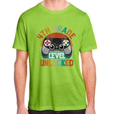 Leveled Up To 4th Grade Gamer Back To School First Day Boy Adult ChromaSoft Performance T-Shirt