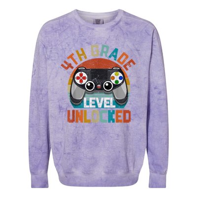 Leveled Up To 4th Grade Gamer Back To School First Day Boy Colorblast Crewneck Sweatshirt