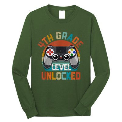 Leveled Up To 4th Grade Gamer Back To School First Day Boy Long Sleeve Shirt