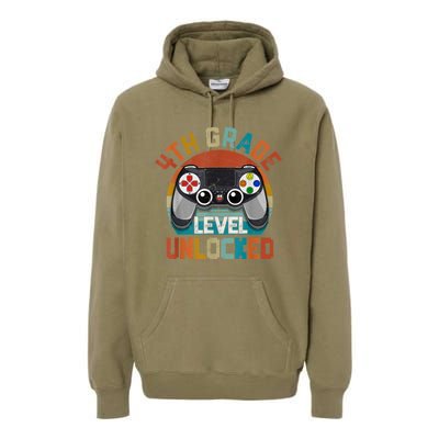 Leveled Up To 4th Grade Gamer Back To School First Day Boy Premium Hoodie