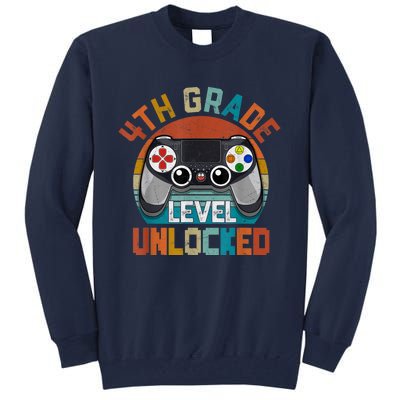 Leveled Up To 4th Grade Gamer Back To School First Day Boy Tall Sweatshirt