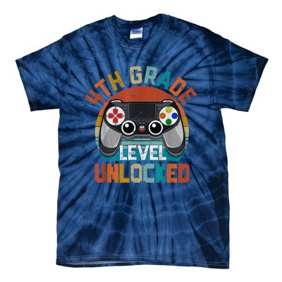 Leveled Up To 4th Grade Gamer Back To School First Day Boy Tie-Dye T-Shirt