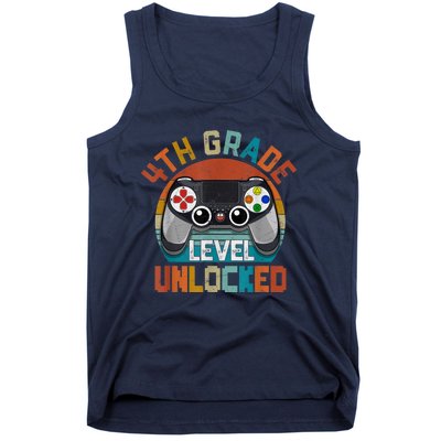 Leveled Up To 4th Grade Gamer Back To School First Day Boy Tank Top