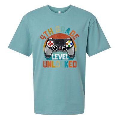 Leveled Up To 4th Grade Gamer Back To School First Day Boy Sueded Cloud Jersey T-Shirt