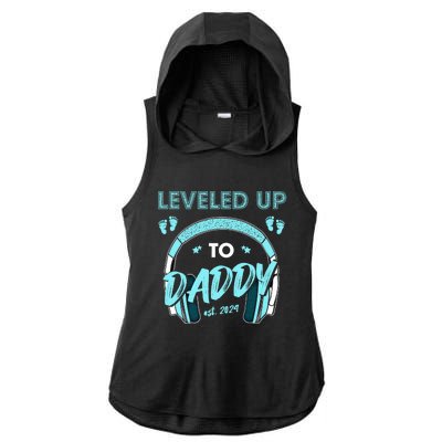 Leveled Up To Daddy Est 2024 Pregnancy Fathers Day Gift Ladies PosiCharge Tri-Blend Wicking Draft Hoodie Tank