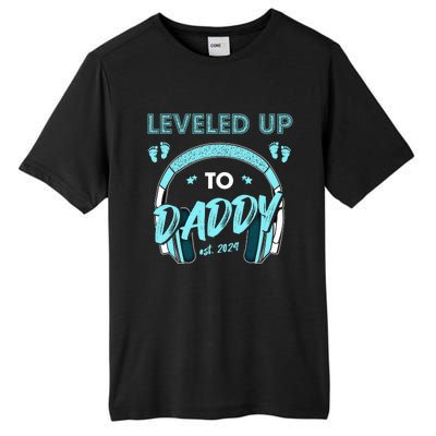 Leveled Up To Daddy Est 2024 Pregnancy Fathers Day Gift Tall Fusion ChromaSoft Performance T-Shirt