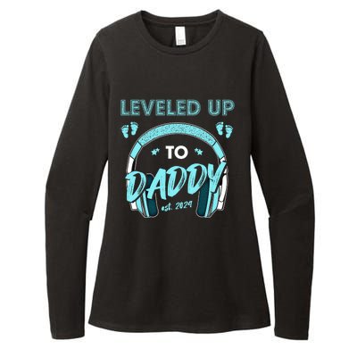 Leveled Up To Daddy Est 2024 Pregnancy Fathers Day Gift Womens CVC Long Sleeve Shirt