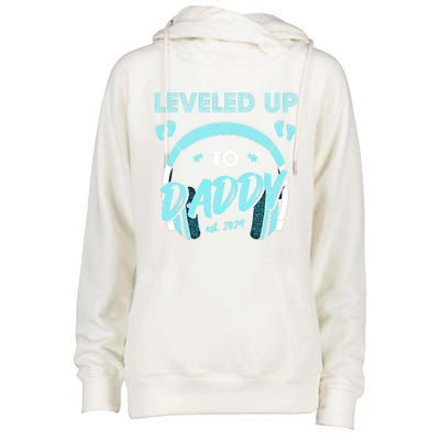 Leveled Up To Daddy Est 2024 Pregnancy Fathers Day Gift Womens Funnel Neck Pullover Hood