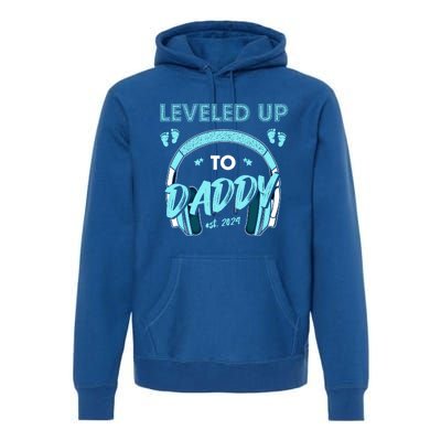 Leveled Up To Daddy Est 2024 Pregnancy Fathers Day Gift Premium Hoodie