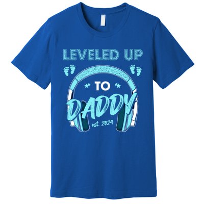 Leveled Up To Daddy Est 2024 Pregnancy Fathers Day Gift Premium T-Shirt