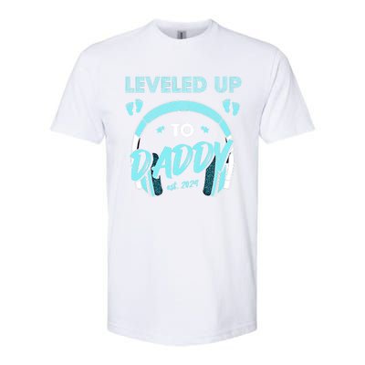 Leveled Up To Daddy Est 2024 Pregnancy Fathers Day Gift Softstyle CVC T-Shirt