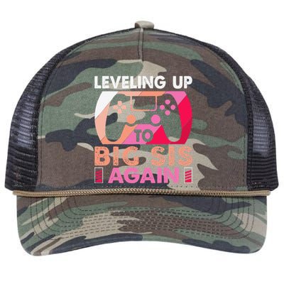 Leveling Up To Big Sis Again Promoted to Big Sister Again Retro Rope Trucker Hat Cap