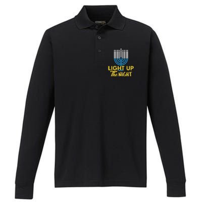 Light Up The Night Hanukkah Performance Long Sleeve Polo