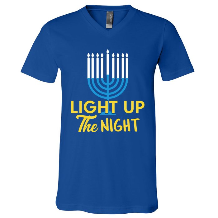 Light Up The Night Hanukkah V-Neck T-Shirt