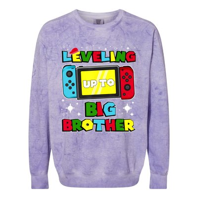 Leveling Up To Big Brother 2024 Gaming Boy Big Bro Colorblast Crewneck Sweatshirt