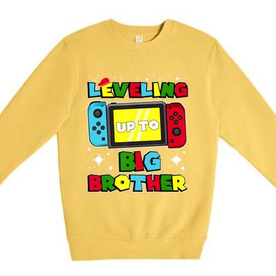 Leveling Up To Big Brother 2024 Gaming Boy Big Bro Premium Crewneck Sweatshirt