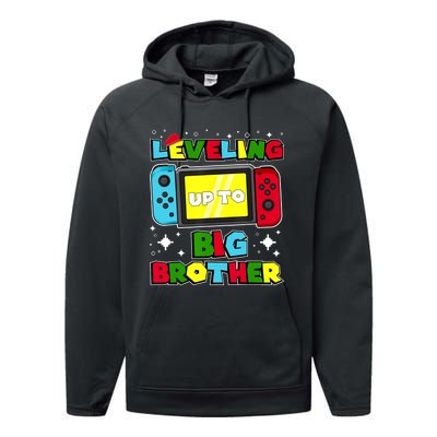 Leveling Up To Big Brother 2024 Gaming Boy Big Bro Performance Fleece Hoodie