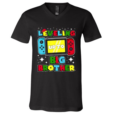 Leveling Up To Big Brother 2024 Gaming Boy Big Bro V-Neck T-Shirt