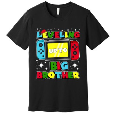 Leveling Up To Big Brother 2024 Gaming Boy Big Bro Premium T-Shirt