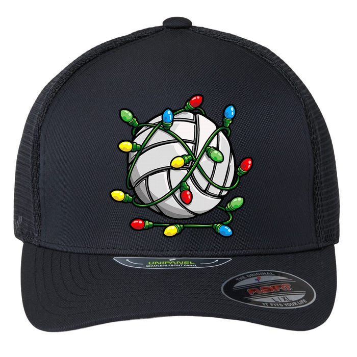 Light Up the Court with Volleyball Christmas Ball Flexfit Unipanel Trucker Cap