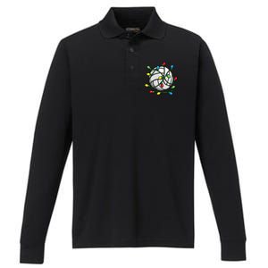 Light Up the Court with Volleyball Christmas Ball Performance Long Sleeve Polo