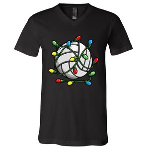 Light Up the Court with Volleyball Christmas Ball V-Neck T-Shirt