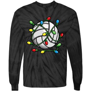 Light Up the Court with Volleyball Christmas Ball Tie-Dye Long Sleeve Shirt