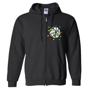 Light Up the Court with Volleyball Christmas Ball Full Zip Hoodie