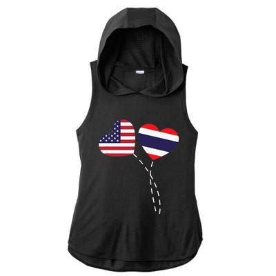 Loving USA Thailand Flag Heart Thai Americans Love Ladies PosiCharge Tri-Blend Wicking Draft Hoodie Tank