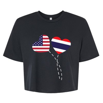 Loving USA Thailand Flag Heart Thai Americans Love Bella+Canvas Jersey Crop Tee