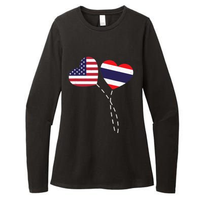 Loving USA Thailand Flag Heart Thai Americans Love Womens CVC Long Sleeve Shirt