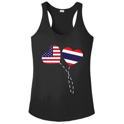 Loving USA Thailand Flag Heart Thai Americans Love Ladies PosiCharge Competitor Racerback Tank