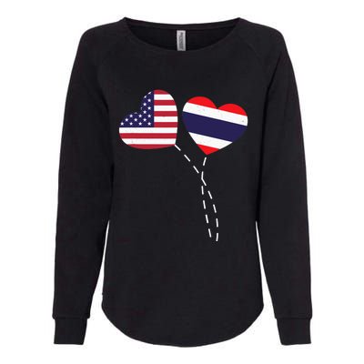 Loving USA Thailand Flag Heart Thai Americans Love Womens California Wash Sweatshirt