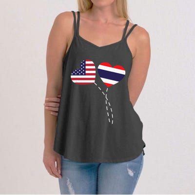 Loving USA Thailand Flag Heart Thai Americans Love Women's Strappy Tank