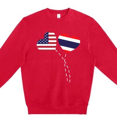 Loving USA Thailand Flag Heart Thai Americans Love Premium Crewneck Sweatshirt