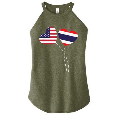 Loving USA Thailand Flag Heart Thai Americans Love Women's Perfect Tri Rocker Tank