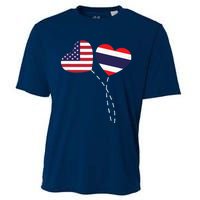 Loving USA Thailand Flag Heart Thai Americans Love Cooling Performance Crew T-Shirt