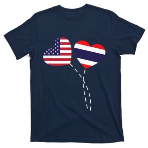 Loving USA Thailand Flag Heart Thai Americans Love T-Shirt