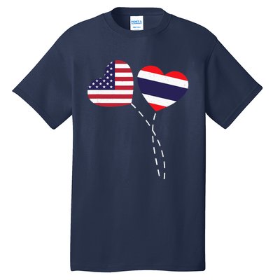 Loving USA Thailand Flag Heart Thai Americans Love Tall T-Shirt