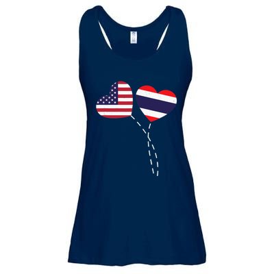 Loving USA Thailand Flag Heart Thai Americans Love Ladies Essential Flowy Tank