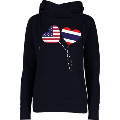 Loving USA Thailand Flag Heart Thai Americans Love Womens Funnel Neck Pullover Hood