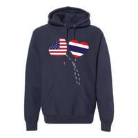 Loving USA Thailand Flag Heart Thai Americans Love Premium Hoodie