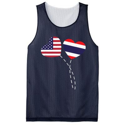 Loving USA Thailand Flag Heart Thai Americans Love Mesh Reversible Basketball Jersey Tank